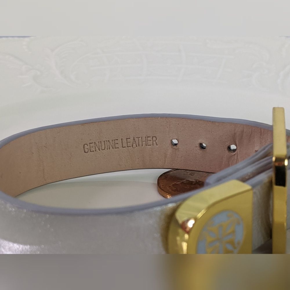 Rustic Cuff Silver Metallic Leather Gold Buckles - image 8